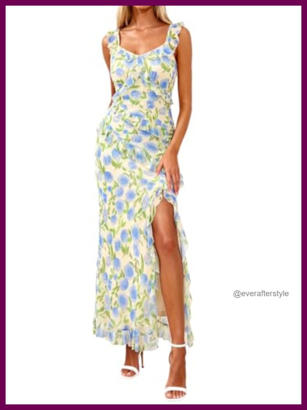 PRETTYGARDEN Women's Summer Spaghetti Strap Maxi Dress Sleeveless Side Slit